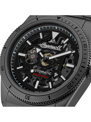 Angle shot of Ingersoll 1892 I13902 Black Leather Unisex Watch on white background