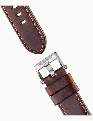 Angle shot of Ingersoll 1892 I14302 Silver Dial Brown Leather Unisex Watch on white background