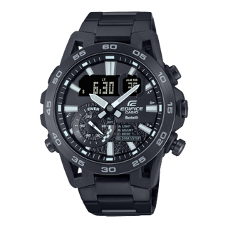 Front view of Casio Edifice ECB-40BK-1A Mens Watch on white background