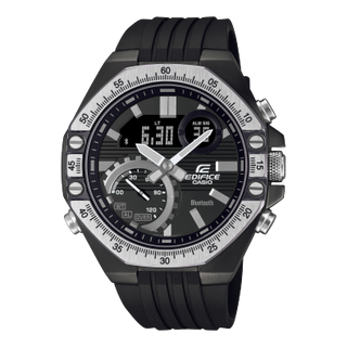 Front view of Casio Edifice ECB-10TP-1A Mens Watch on white background