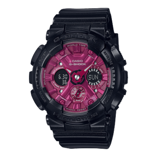 Front view of Casio G-Shock GMA-S120RB-1A Womens Watch on white background