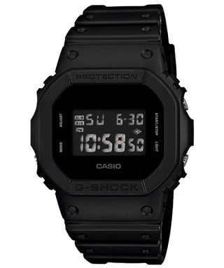 Front view of Casio G-Shock DW-5600BB-1 Mens Watch on white background