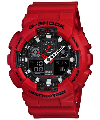 Front view of Casio G-Shock GA-100B-4A Mens Watch on white background