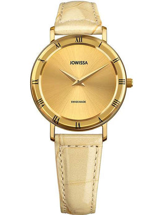 Front view of Jowissa J2.269.M Gold Leather Womens Watch on white background