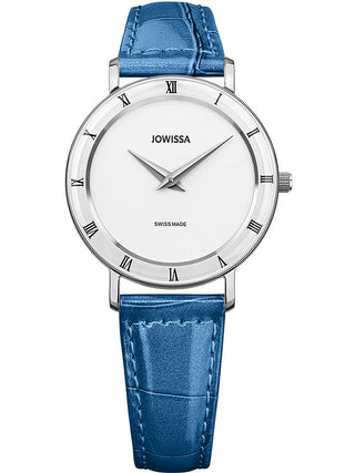 Front view of Jowissa J2.275.M White Dial Blue Leather Womens Watch on white background