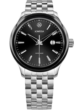 Front view of Jowissa J4.235.L Black Dial Silver Stainless Steel Unisex Watch on white background