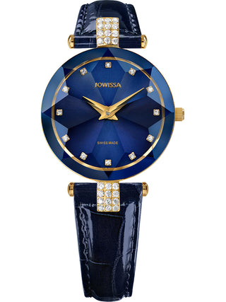 Front view of Jowissa J5.617.M Blue Leather Womens Watch on white background