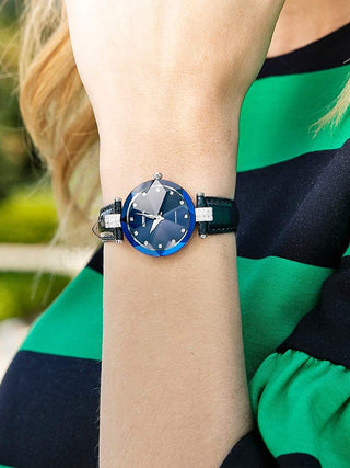 Angle shot of Jowissa J5.622.M Blue Leather Womens Watch on white background