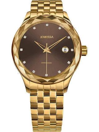 Front view of Jowissa J6.238.M Brown Dial Gold Stainless Steel Womens Watch on white background