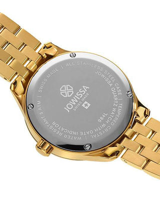 Angle shot of Jowissa J6.238.M Brown Dial Gold Stainless Steel Womens Watch on white background