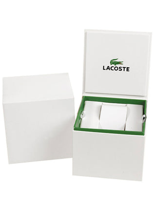 Angle shot of Lacoste 2001103 Silver Dial Rose Gold Stainless Steel Womens Watch on white background