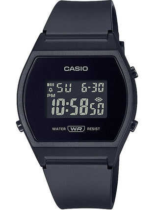 Front view of Casio Vintage LW-204-1BEF Black Resin Womens Watch on white background