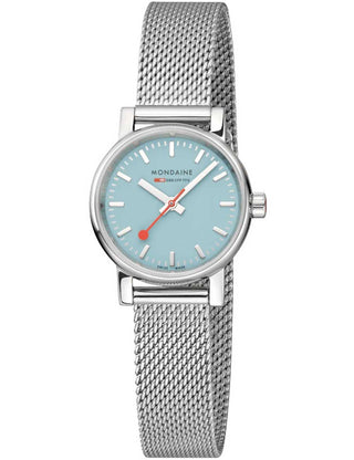 Front view of Mondaine MSE.26140.SM Silver Stainless Steel Womens Watch on white background