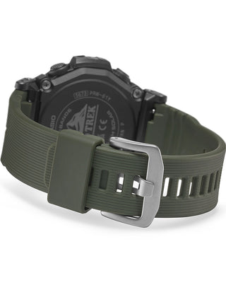 Angle shot of Casio Pro-Trek PRW-61Y-3ER Green Resin Mens Watch on white background