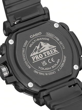 Angle shot of Casio Pro-Trek PRW-6611Y-1ER Black Resin Mens Watch on white background