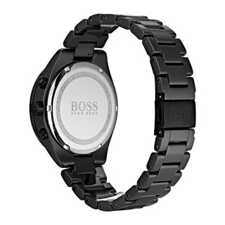 Angle shot of Hugo Boss Talent 1513581 Black Stainless Steel Mens Watch on white background