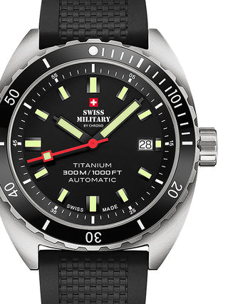 Front view of Swiss Military By Chrono SMA34100.06 Black Unisex Watch on white background