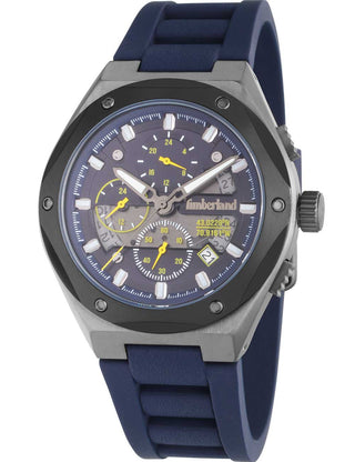 Front view of Timberland Chronograph TDWGQ2231201 Blue Silicone Unisex Watch on white background