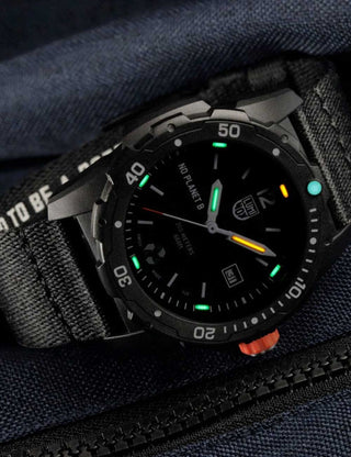 Angle shot of Luminox XB.3722.ECO Black Textile Unisex Watch on white background