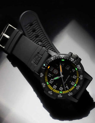 Angle shot of Luminox XS.0325 Black Silicone Unisex Watch on white background