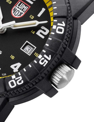 Angle shot of Luminox XS.0325 Black Silicone Unisex Watch on white background